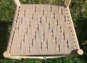 Phil's seat with Danish cord in a woven Irish pattern.