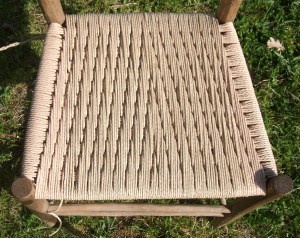 The seat woven by JoJo based on a pattern of Beth's in September 2012, which in turn was based on a stool woven by Emma about 4 years ago