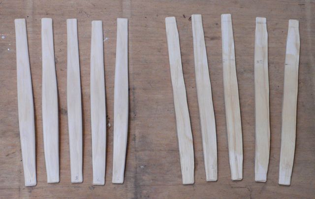 Two sets of laths at different stages