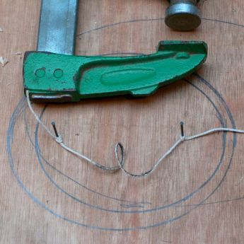 Marking out an eliptical hole for the F-clamp